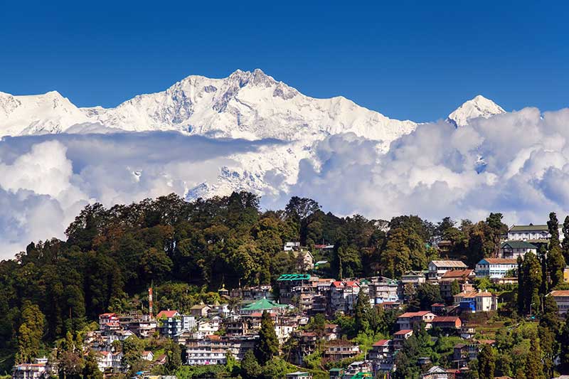 Sacred natural glacial lake on top of mountain in Gangtok East Sikkim.